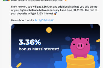 massintesrest bunq 3,36% bonus